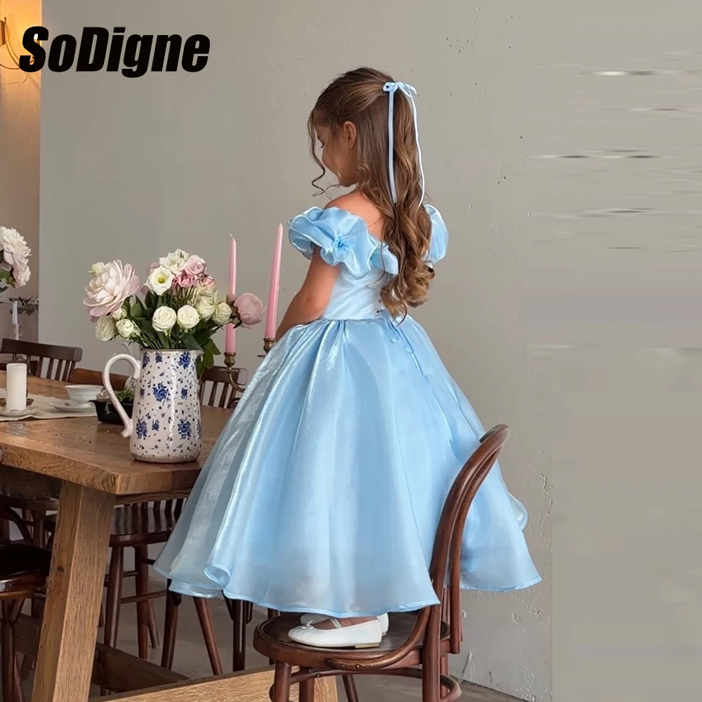 

SoDigne A-line Off Shoulder Flower Girl Dress Sleeveless Elegant Party Girl Gowns Long Princess Birthday Dresses Customized