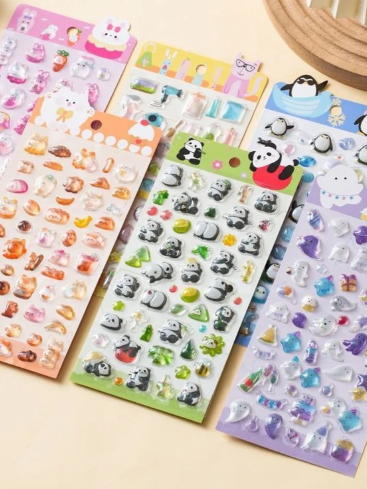 Shiny Mini 3D Puffy Bunny Stickers Waterproof Cartoon Animal Decorative Stickers for Notebook Album Handcraft Stationery
