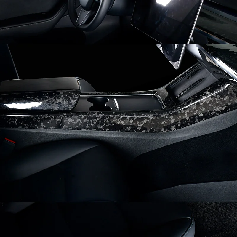 For 2016-2022 Tesla Model 3/Y armrest frame central control carbon fiber saddle patch texture interior covering upgraded interio