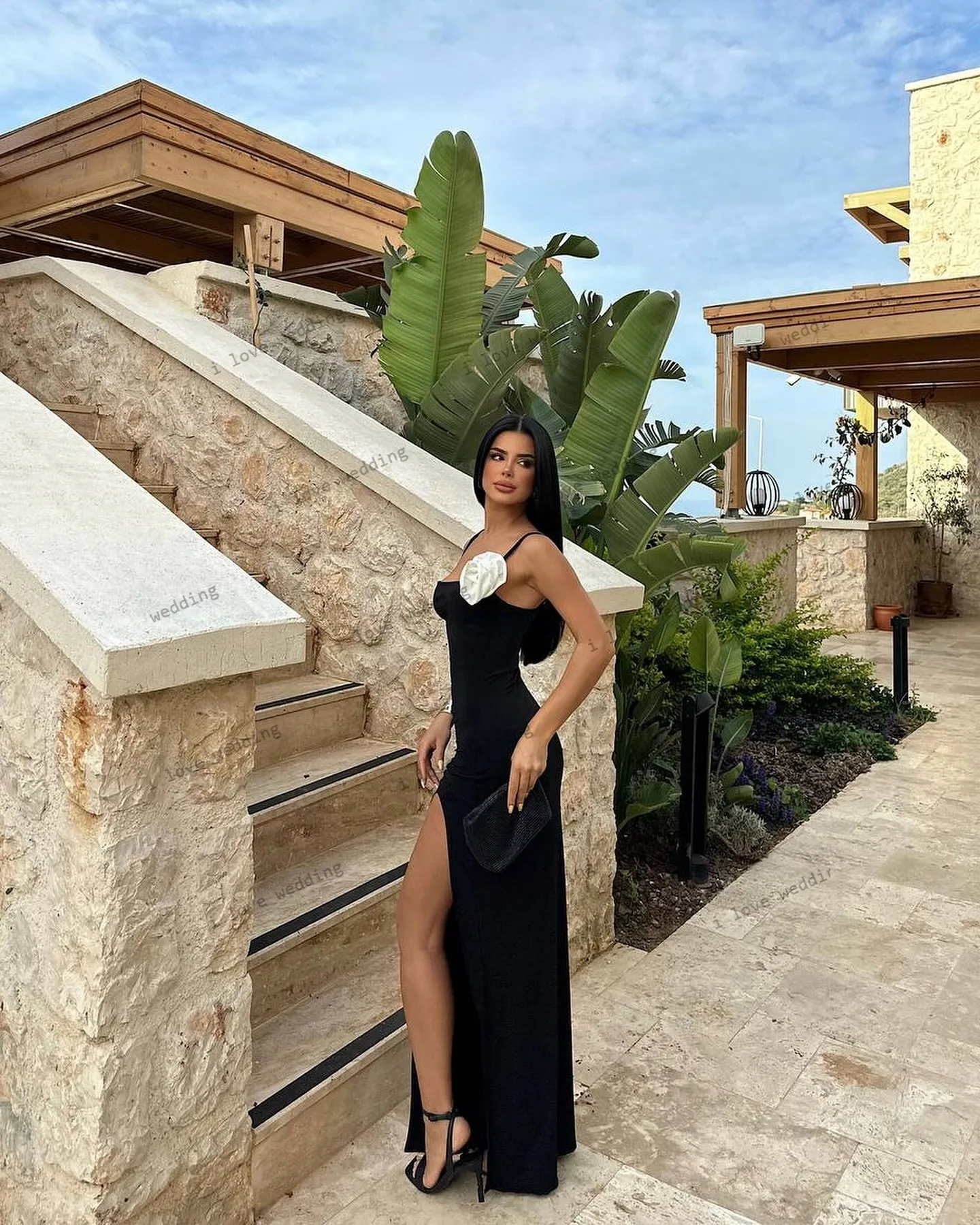 Spaghetti pasek 3d kwiat suknie wieczorowe syrenka 2025 elegancka suknia ślubna dla kobiety formalna satynowa prosta Gala dostosowane