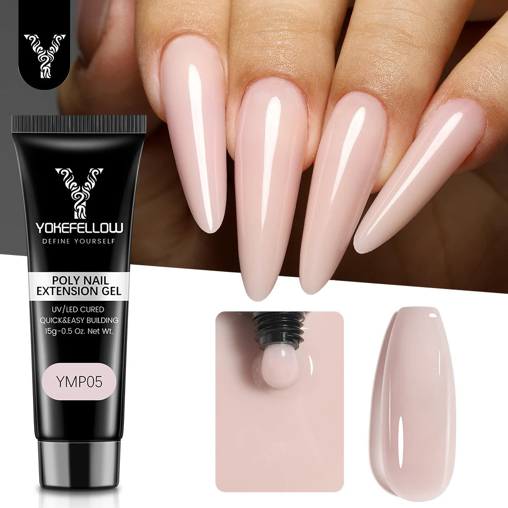 

YOKEFELLOW 15g Poly Nail Gel for Nail Extension Gel Jelly Nude UV Acrylic Gel Crystal Gel Varnish Nail Art Builder Gel DIY