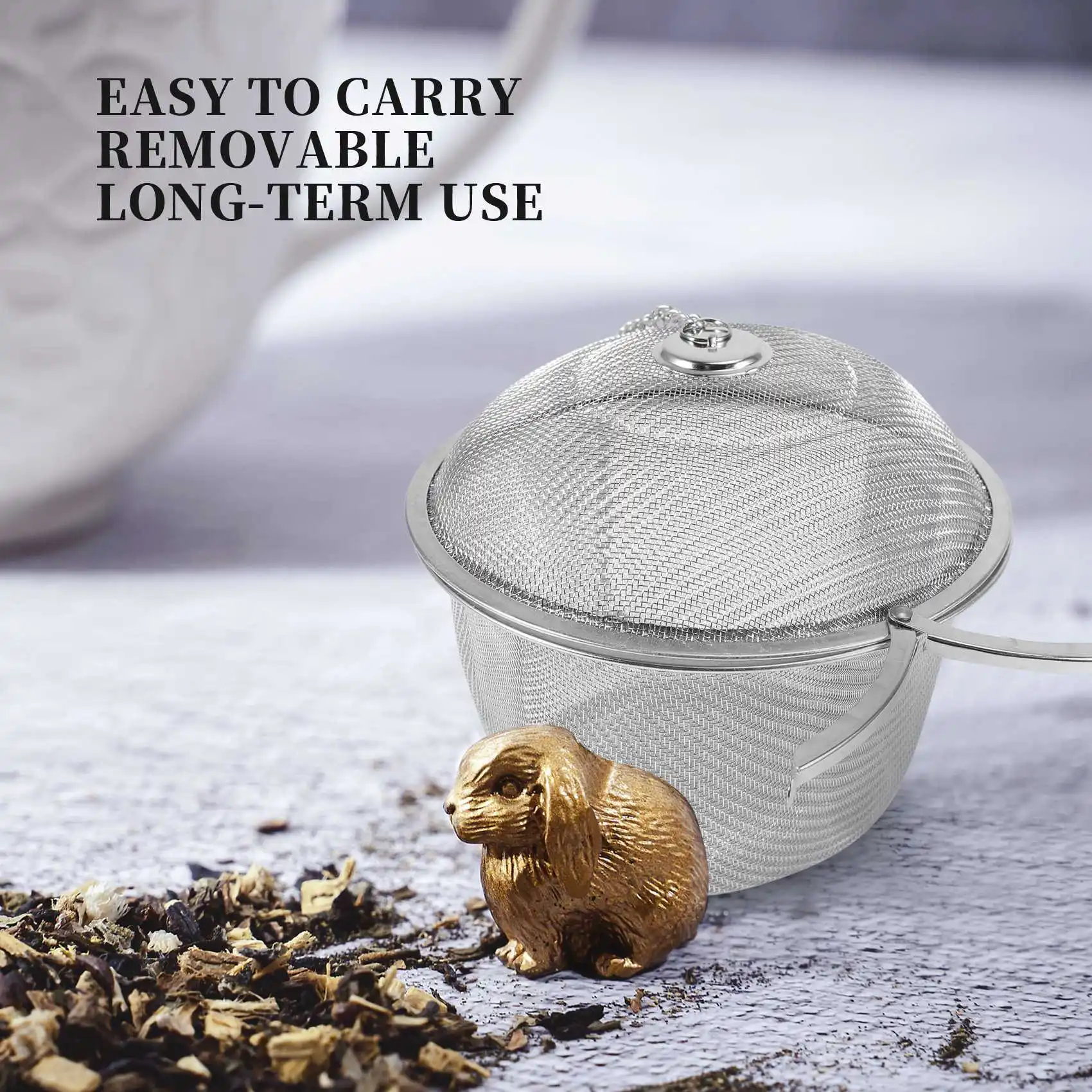 A76I-Extra Large Stainless Steel Twist Lock Mesh Tea Ball Tea Infuser With Hook Chain