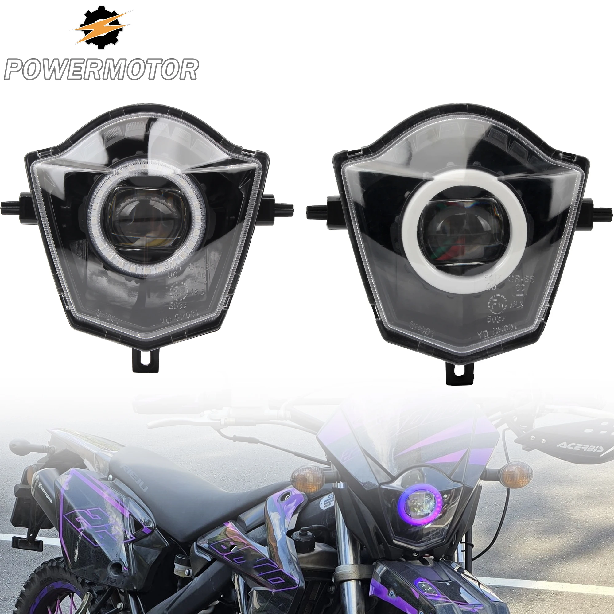 

Enduro DirtBike LED Headlight RGBW V6 Angel Eye for GasGas EC SM Rieju MRT Pro SM 50 125 300 2008-2021 Motocross HeadLamp Parts