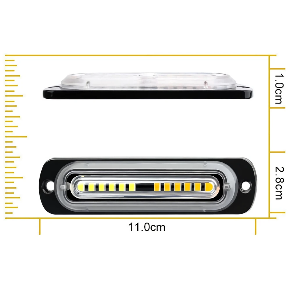 1 Set 8*12LED 12V Strobe Lights For Car Emergency Ambulance Police Flashing Light With Switch Red White Amber Blue
