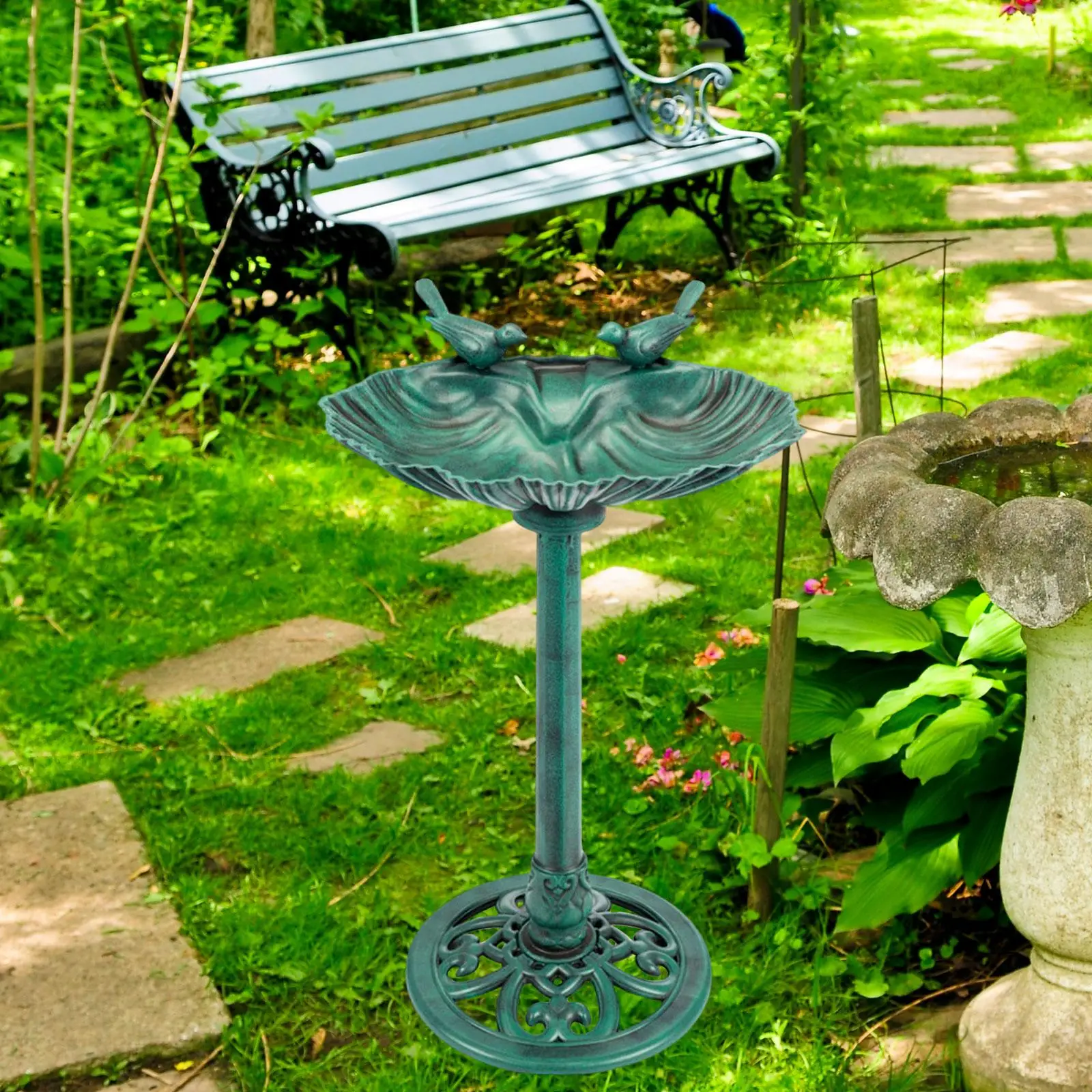 

Garden Bird Bath Pedestal Birdbath Lightweight Weather Resistant Feeder for Lawn Patio Yard Freestanding Accent Decoration Gifts