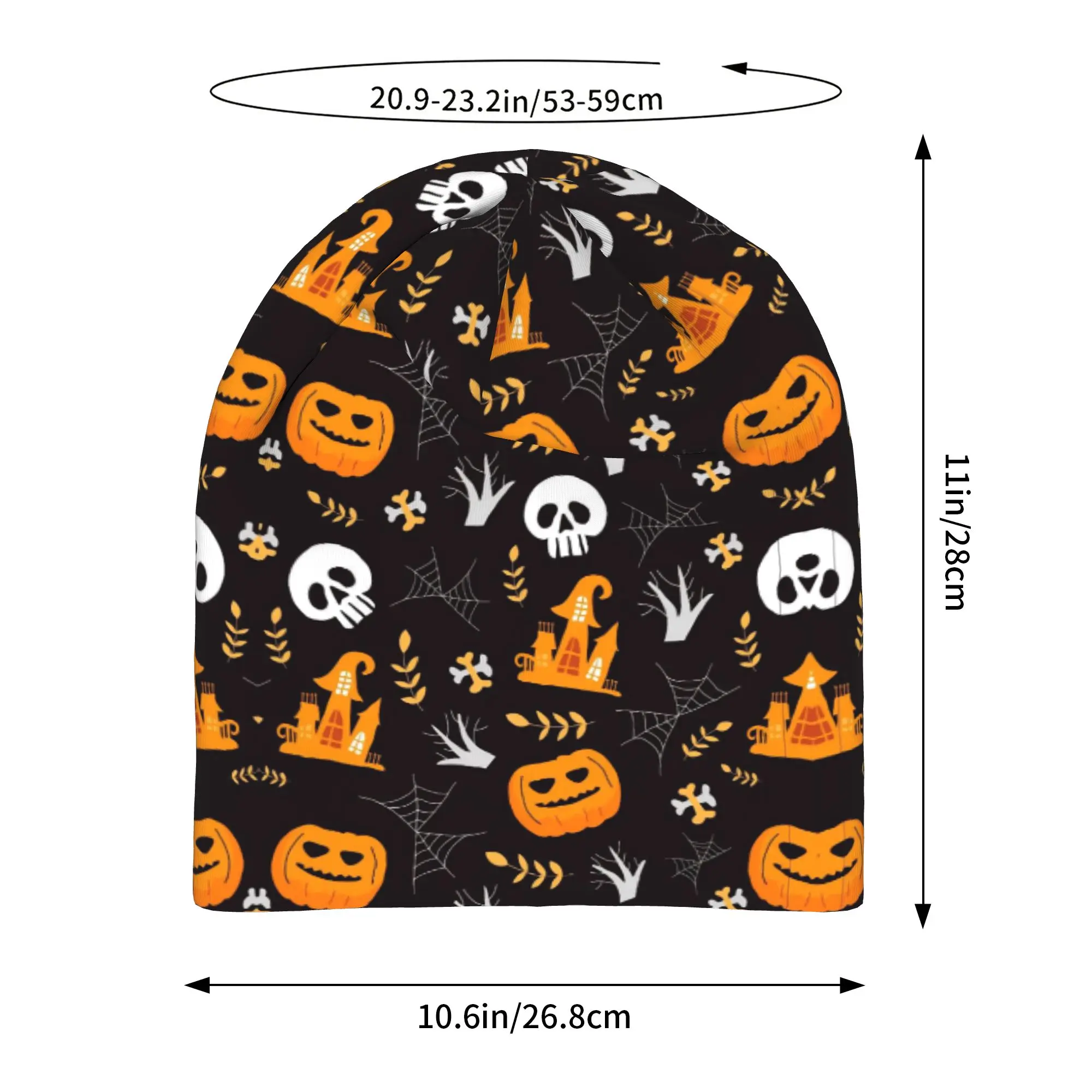Halloween Ghost Pumpkin Spooky Trick Or Treat Witch Beanie Cap for Men Women Streetwear  Cooling Skull Cap Sweat Wicking