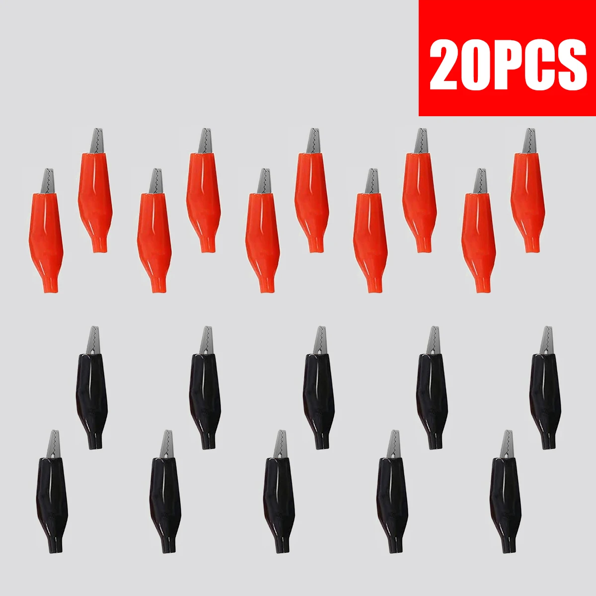 20PCS Mini Alligator Clips 27mm Red Black Test Clips with Plastic Cover for Electrical DIY Testing