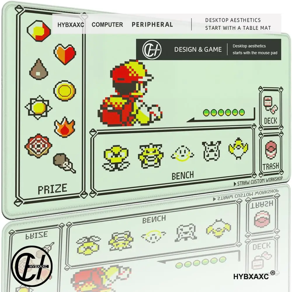 HYBXAXC Mauspad P-Pokemon Pixel Ash Starter P-Pokemon TCG Spielmatte, rutschfeste, wasserdichte Matte, 800 x 400 mm – Detail 2