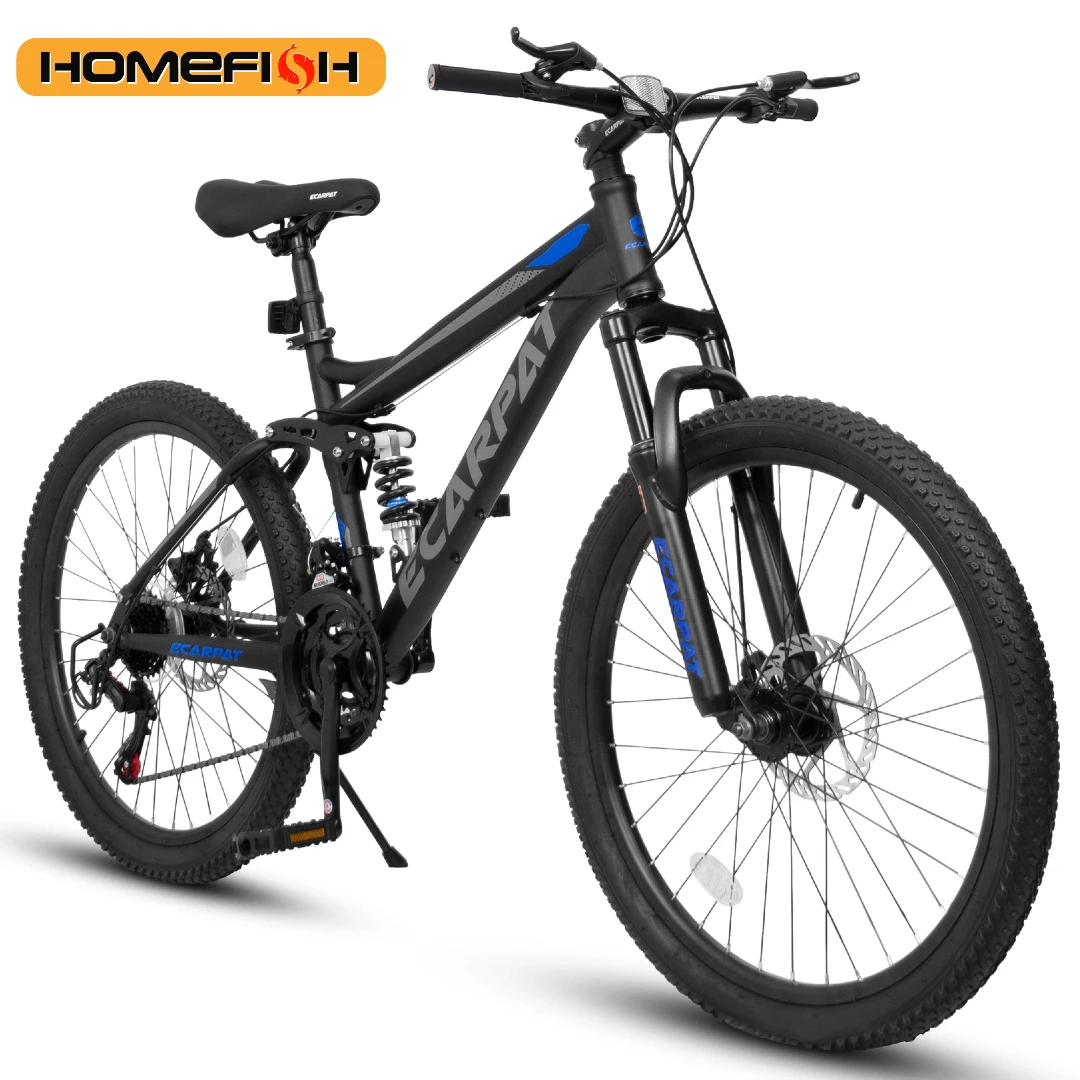 

Ecarpat Dual Full Suspension Mountain Bike 24/26/27.5 Inch, Teenagers Boy Girl Mens Women Mountain Bike, 21-Speed Disc Bicycles