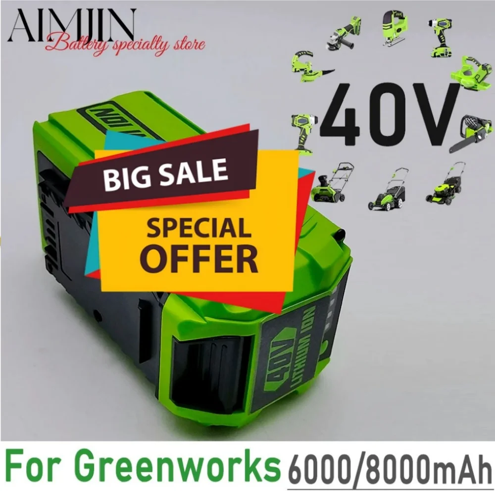 High capacity Li-ion Battery Applicable Greenworks 40V 8.0AH G-MAX Manufacturer Replacement Battery for Lawn Mower Power Tools
