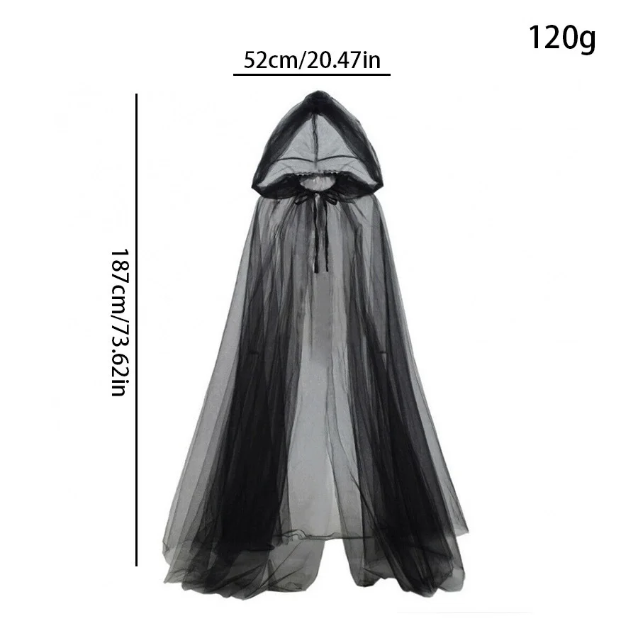 Party Cloak Hooded Long Netted Cape