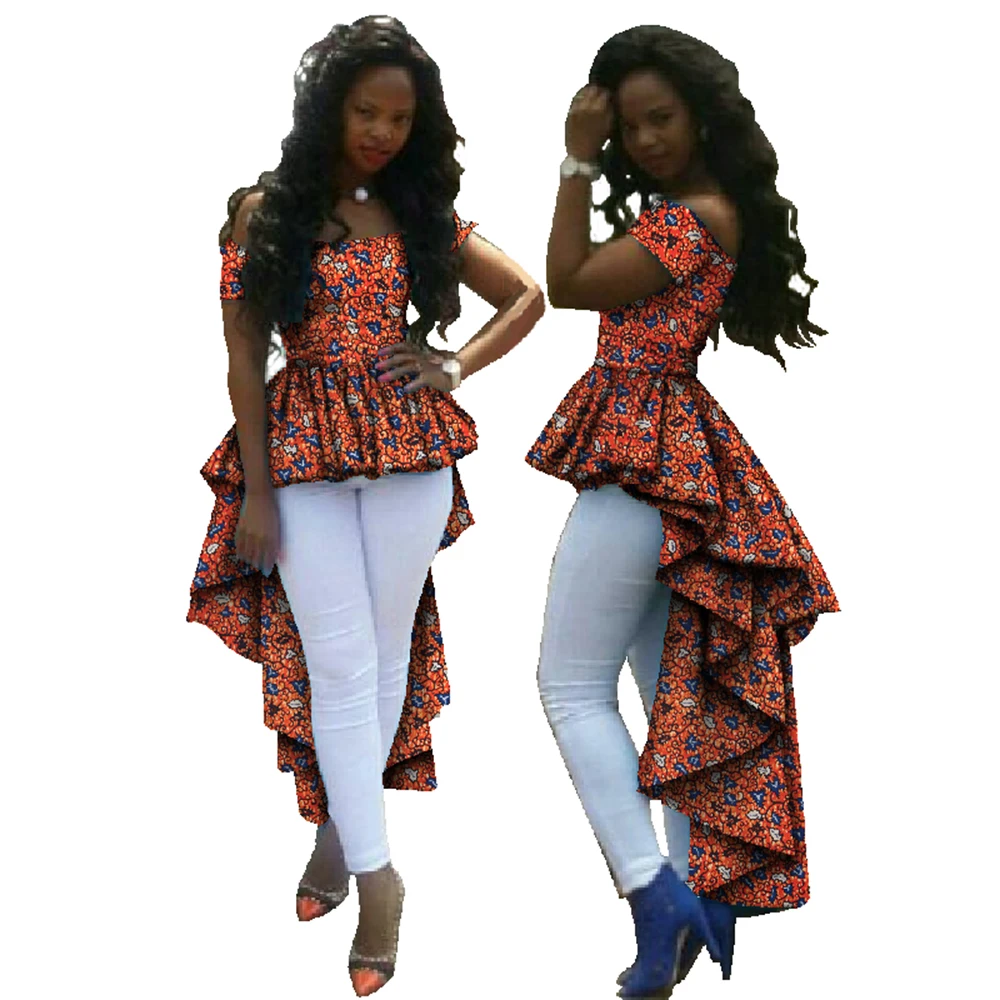 Summer Top African Clothes African Wax Cotton Print Dresses for Women Dashiki Plus Size Robes Pour Les Femmes Africai WY615
