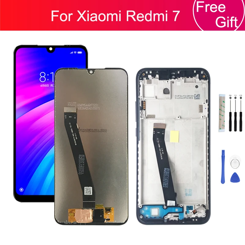 

Для Xiaomi Redmi 7 ЖК-дисплей с цифровым преобразователем сенсорного экрана в сборе с рамкой для Redmi 7, запасные части для экрана