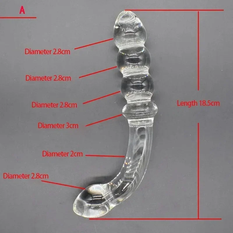 Pyrex Glass 8 Anal Beads Butt Plug G-Spot Stimulation Dildo Penis Artificial Dick Gay Masturbacja Zabawka erotyczna dla dorosłych dla kobiet Mężczyźni