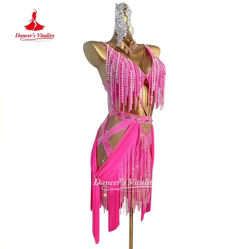 Latin Dance Performance Dress for Women Senior AB Stones Rumba Chacha Tango Competiton Clothing Skirt Adult Child Latin Dresses