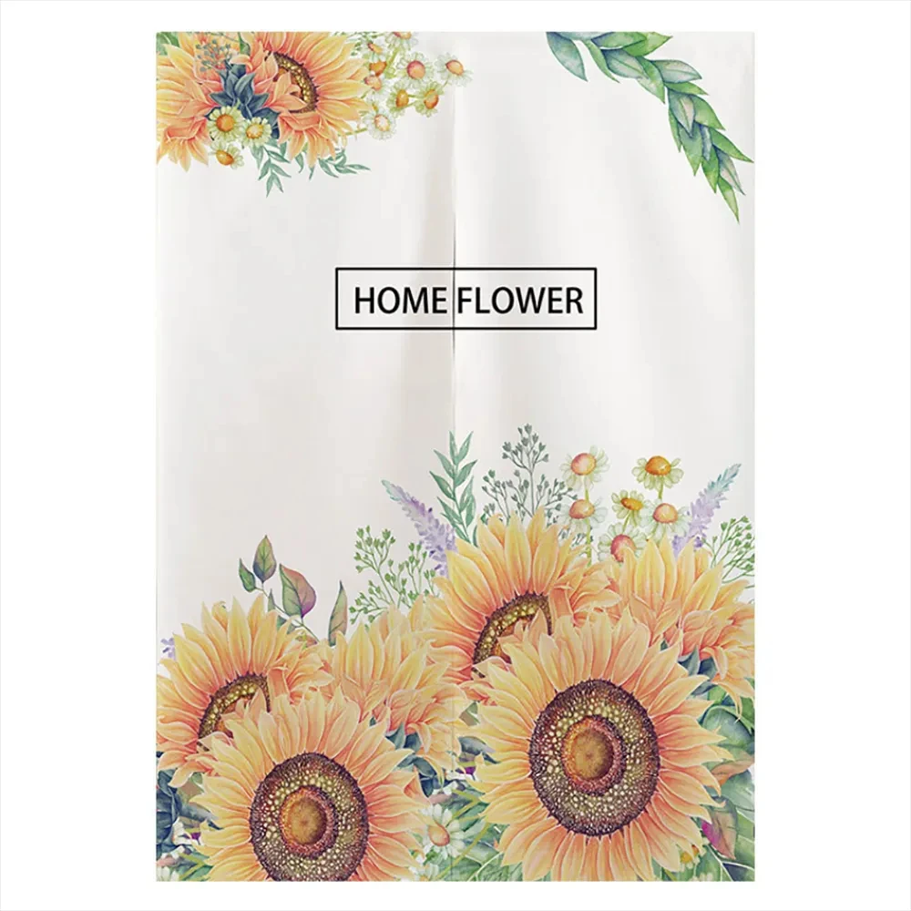 Nordic Sunflower Floral Print Doorway Curtain Home Entrance Decor Partition Door Curtains for Kitchen Living Room Izakaya Noren