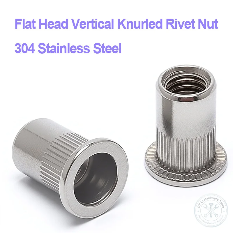 M3-M12 304 Stainless Steel Flat Head Rivnut Rivet Nuts Threaded Insert Nutsert Rustproof Riveting Nuts For Installation