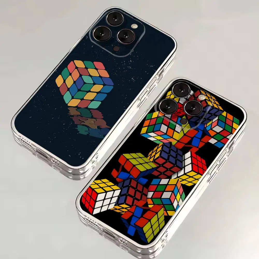 Крутой забавный чехол для телефона с кубиком Рубика для iPhone 16,15,14,13,12,11 Plus, Pro, Max, XR, XS, X, 7,8 SE, мини-прозрачный силиконовый мягкий чехол