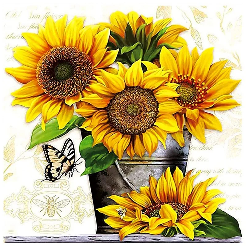 

DIY Diamond Painting Diamond Embroidery Round Resin Diamond Cross Stitch Home Wall Decor 35X35cm Sunflower