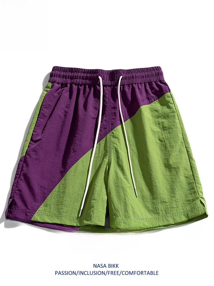 BIKK Summer New Patchwork Five-Quarter Shorts Quick Dry Sport Casual Beach Men's Shorts Versatile Breathable Polyester Fiber