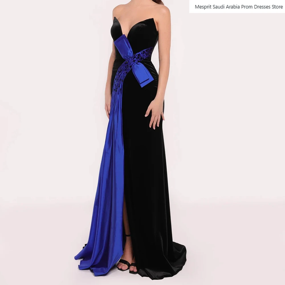 Vestidos de Noche de sirena para mujer, vestido de fiesta sin tirantes hasta el suelo, sin mangas, plisado de cristal a la moda, vestidos personalizados drapeados simples