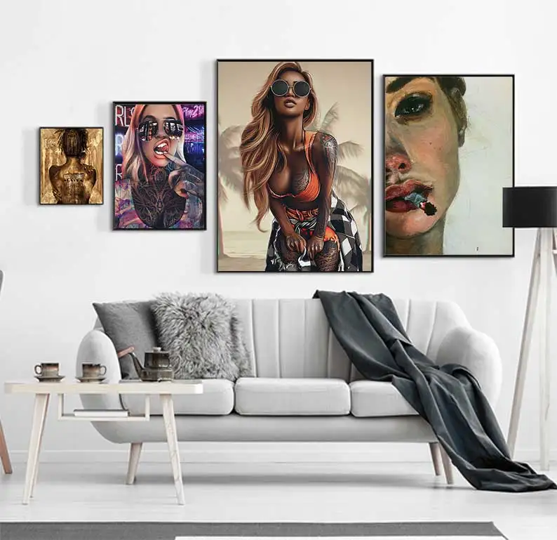 Figure Canvas painting The most beautiful girl wall pictures for sitting Room posters and prints Wall Art posters