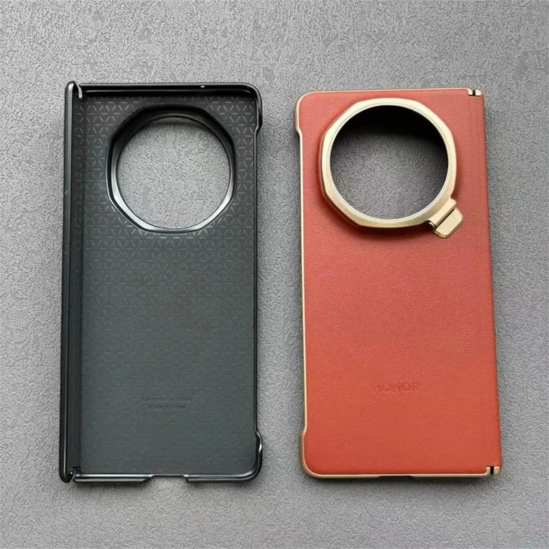 حافظة لهاتف Honor Magic V5 5G غطاء هاتف جلدي فاخر لهاتف Magic V5 حماية كاملة رفيعة مضادة للصدمات مع مسند