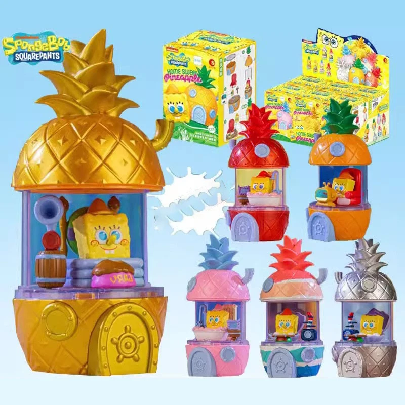 

6 шт., Губка Боб, квадратные штаны, счастливый ананас, дом, сборка, украшение, мультяшная кукла, модель, детская игрушка ручной работы, подарок на день рождения