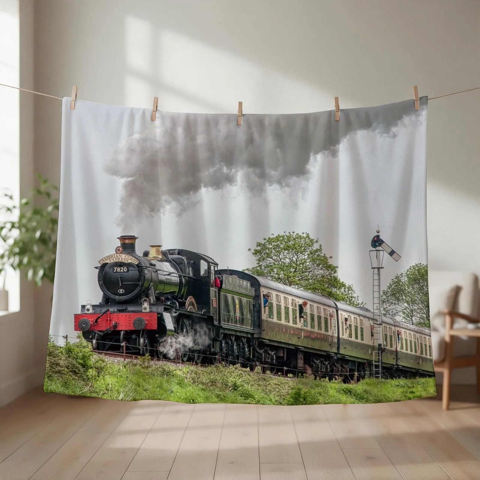 Nostalgic Cambrian Coast Express Throw Blanket Hairys Luxury Brand Custom manga Blankets