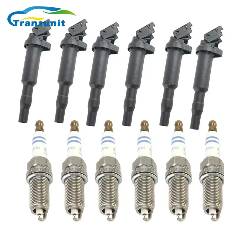 6PCS Kit Ignition Coils & Spark Plugs Set 12138647689 12138616153 OEM for BMW 3 5 Series x3 x5 z4