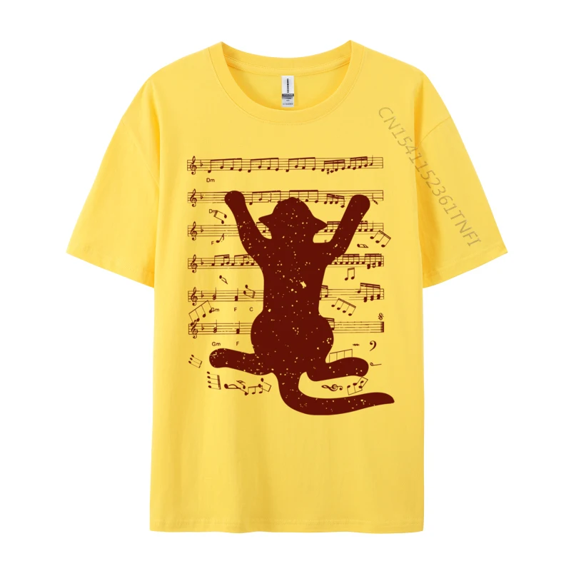 

Cat Music Sheet Cat Music Musical Note for Musician Party Top T-shirts Birthday New Arrival Cotton Tops T Shirt Group Tee-Shirts