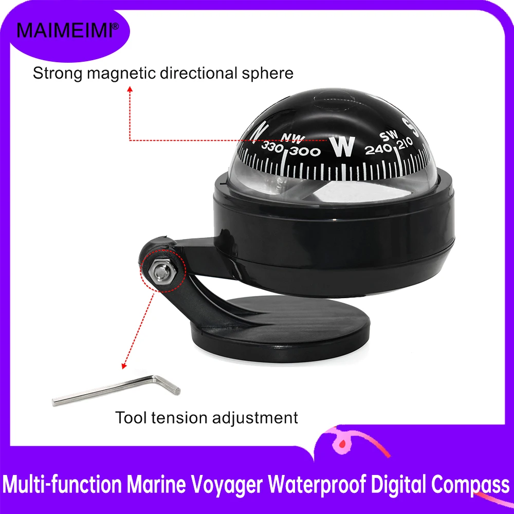 بوصلة بلاستيكية بحرية، بوصلة ملاحة خارجية، بوصلة تلقائية صغيرة، بوصلة سيارة، قطع غيار السيارات السوداء