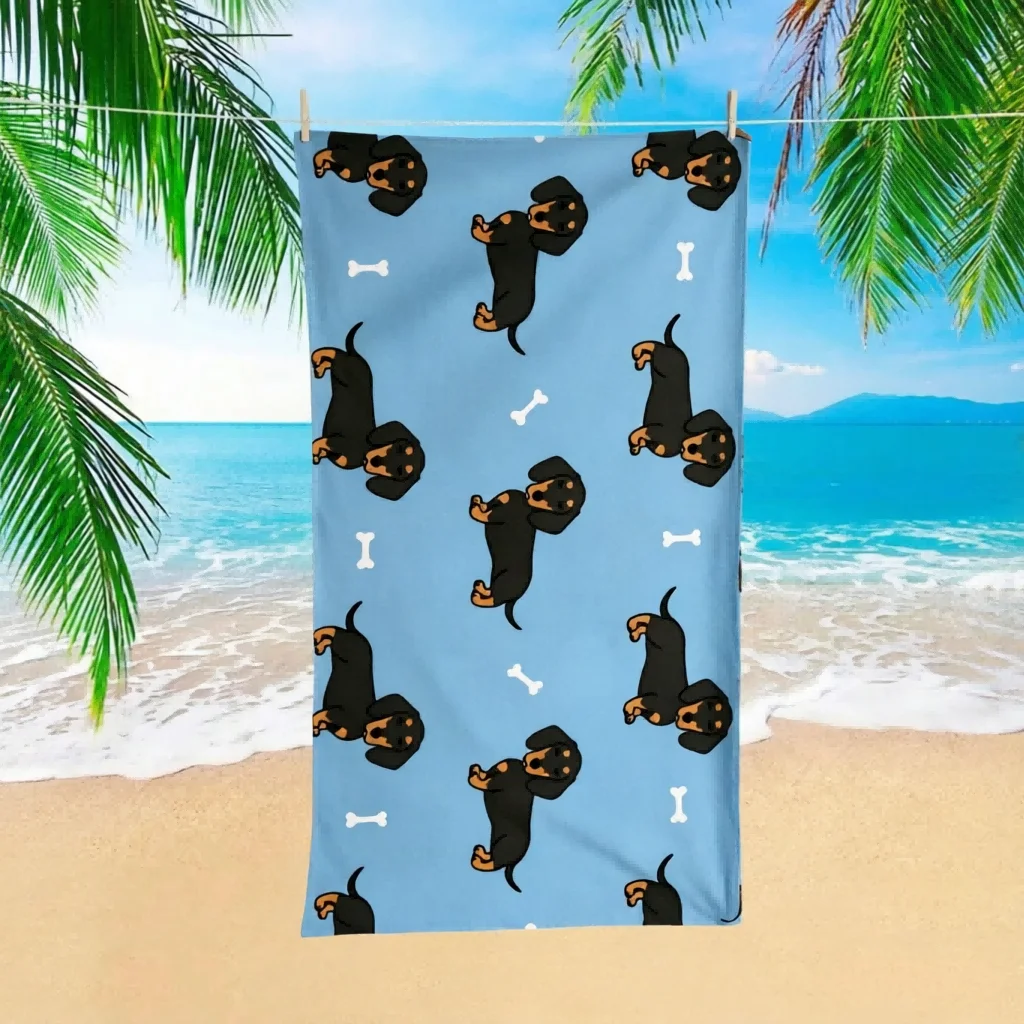 Toalla de playa con dibujo de Dachshund, de secado rápido, respetuosa con la piel, de varios tamaños, ligera, resistente a la arena, Ideal para piscina, Camping y playa, 1 ud.