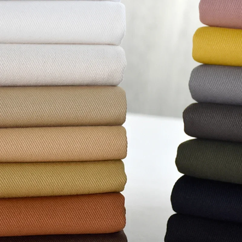 Cotton Thick Twill Singledrill Khaki Cloth Fabric Carbon Brushed Washed Fabrics For Coat Pants Jackets 530G/M Tissu 50X150cm