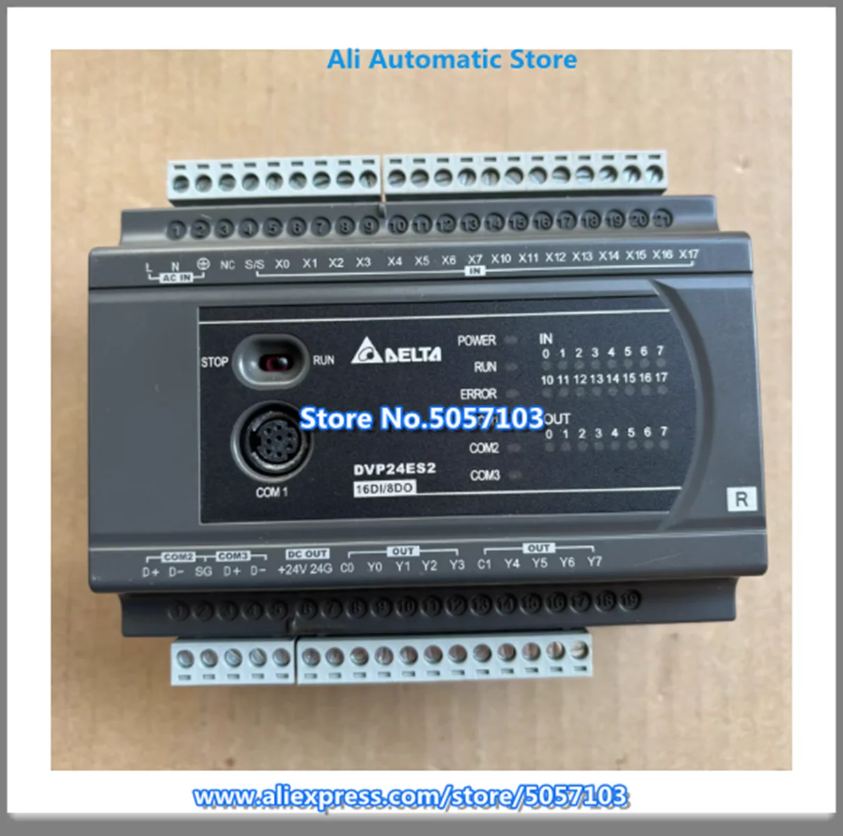 DVP24ES200R 24 Point Host 16DI 8DO Relay 250VAC 24VDC 2A 2 Way 100K Input 2 Way 20K Input AC Power Supply New