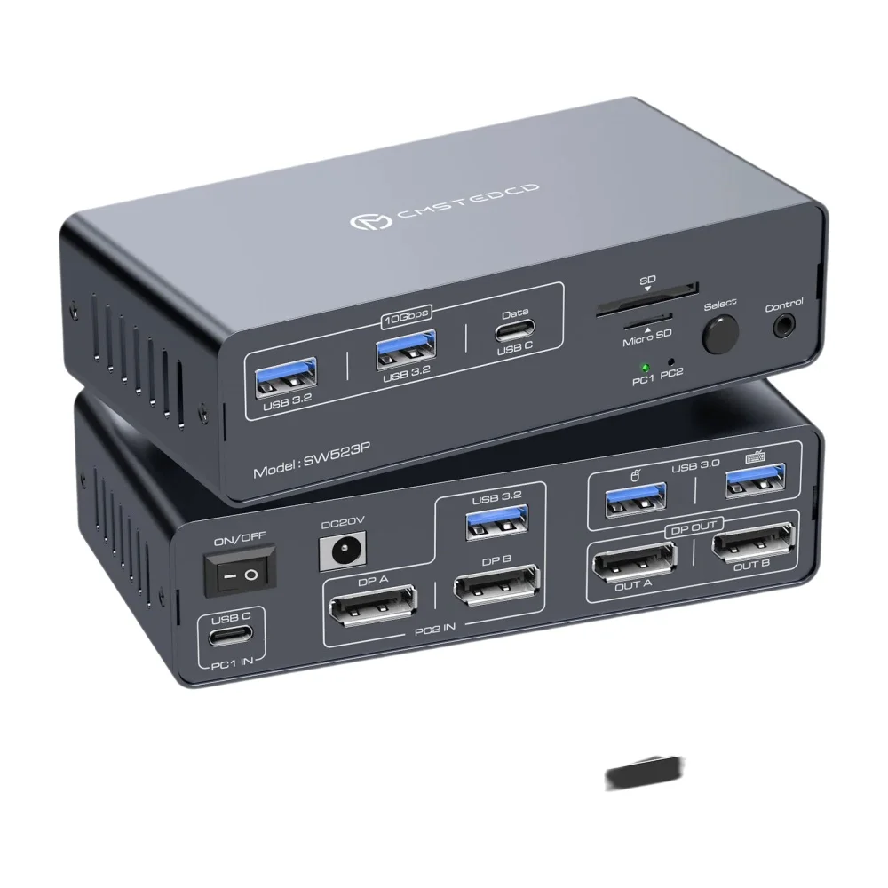 USB C DP KVM-schakelaar Dockingstation 2 pc 2 monitoren 4K bij 120 Hz USB 3.2-apparaten ondersteunen maximaal 100 W PD-opladen met Windows MacOS - afbeelding 2