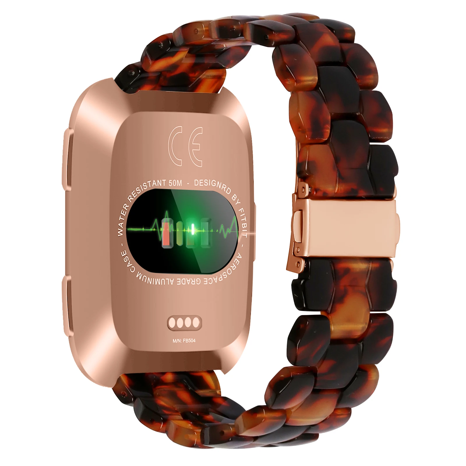 

Шестиугольный ремешок из полимерной смолы для Fitbit Versa 2 / Versa Lite / Versa, водонепроницаемый ремешок для часов - цвет под черепаховый панцирь