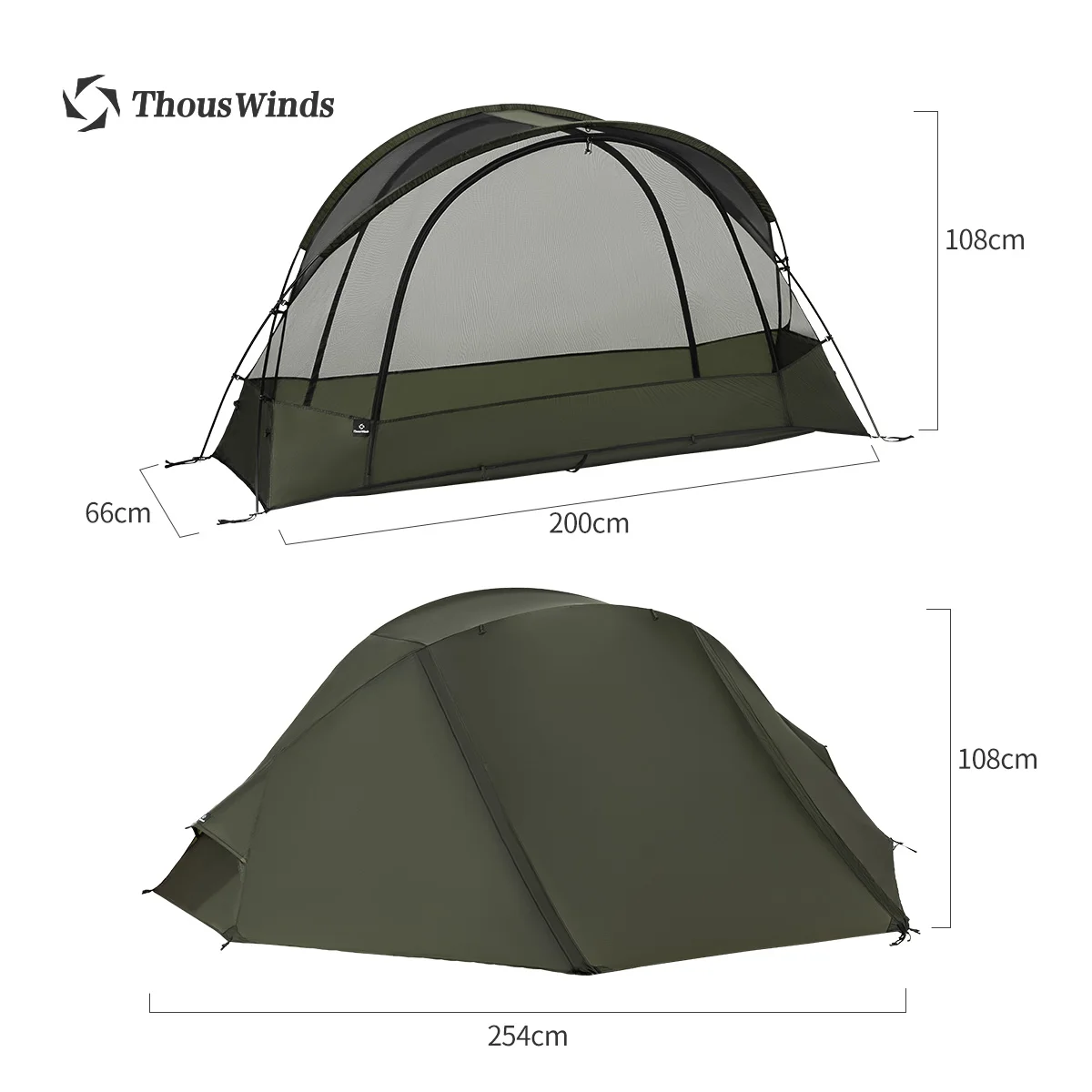 Thous Winds Scorpio 1 People Tent Ultralight Hiking Tent Outdoor Solo Backpack Tent Cot Tent 15D Nylon Ripstop Both Side Silicon