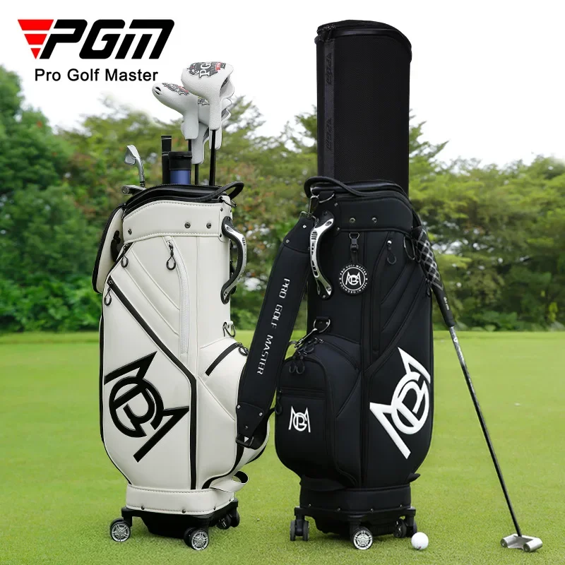 PGM Golf Bag Men Women Hard Shell Telescopic Four Wheel Flat Push Air Cargo Inverted Club Soft Leather QB153