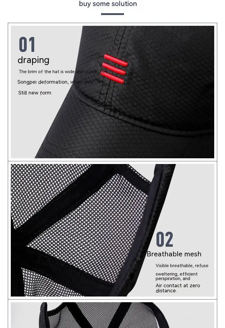 Overs ize Big Head Man Plus Size Baseball Cap Frühling Sommer dünne Stoff Mesh Sonnenhut männlich Snapback m 55-59cm l 60-64cm – Detail 27
