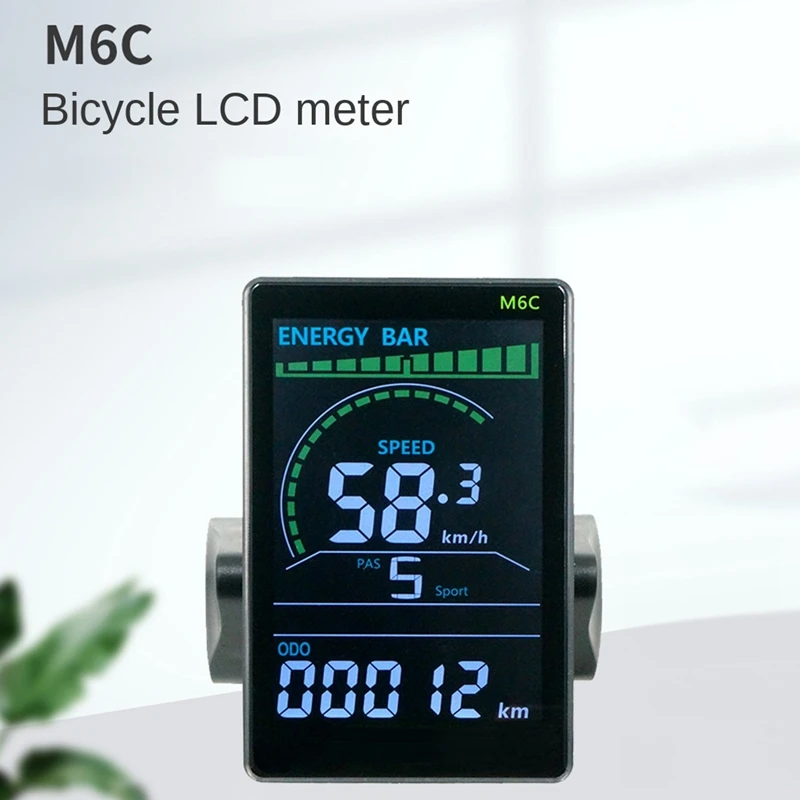 Medidor de Display LCD para Bicicleta Elétrica, Painel Scooter E, Tela Colorida com USB, Mountain Bike, M6C, 24V-60V