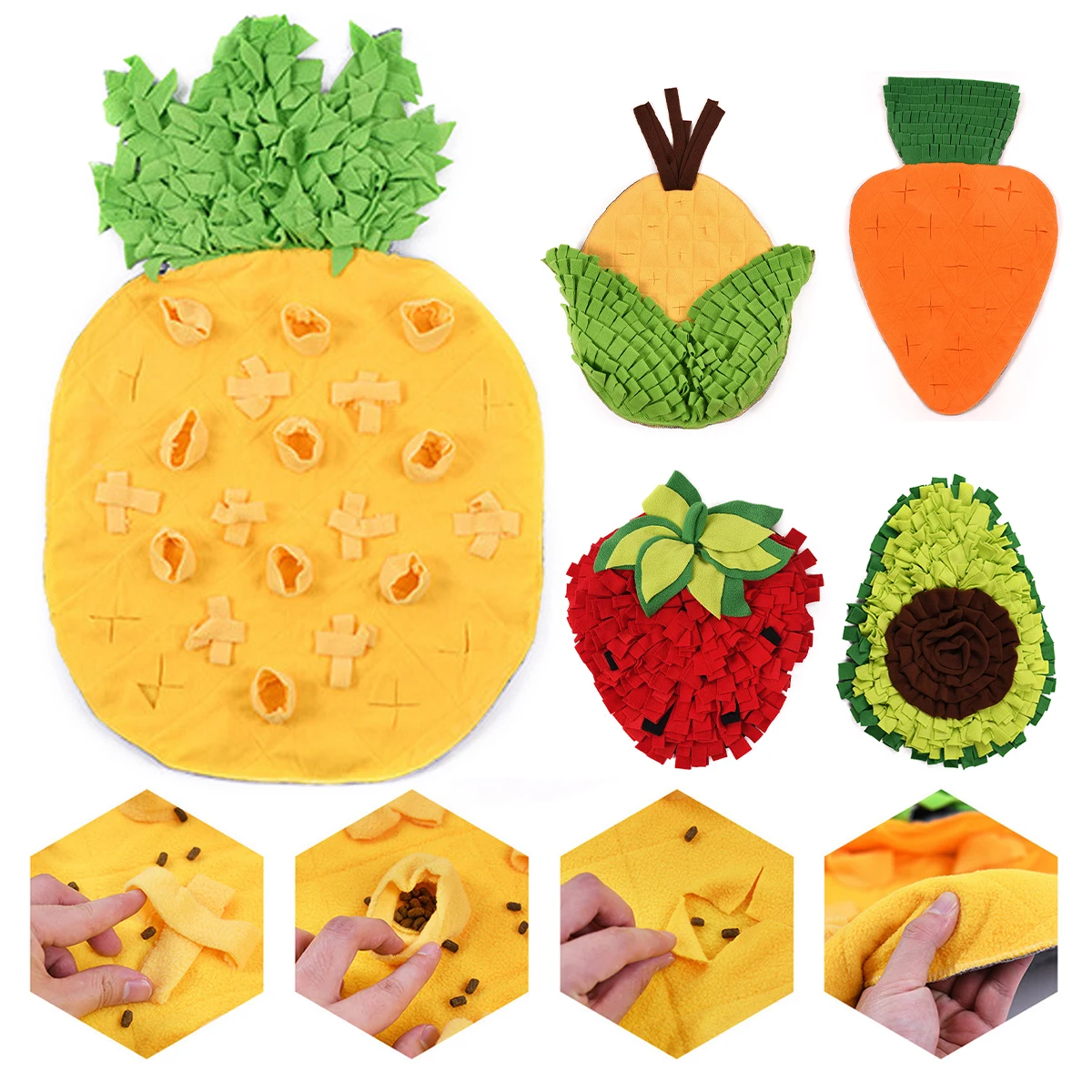 

Pet Dogs Snuffle Mat Polar Fleece Pet Sniffing Training Blanket Strawberry Avocado Pineapple Corn Bite Pad Dog Interactive Toys