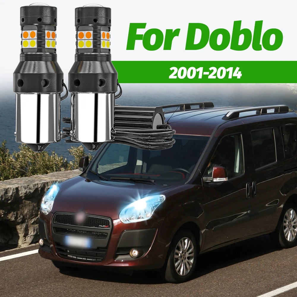 2 Stück Dual-Mode-Blinker + Tagfahrlicht Zubehör LED DRL für Fiat Doblo 2001-2014 2007 2008 2009 2010 2011 2012 2013