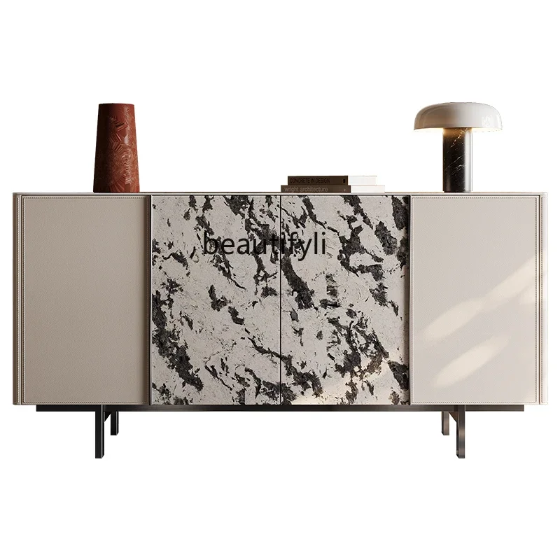 

Home entrance cabinet Light luxury stone rock slab Italian high-end dining side cabinet Designer locker