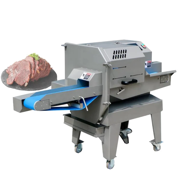 Commercial Electric Pork Meat Bacon Ham Slicer Belt Cutting Equipment 220V Beef Slicing Machine