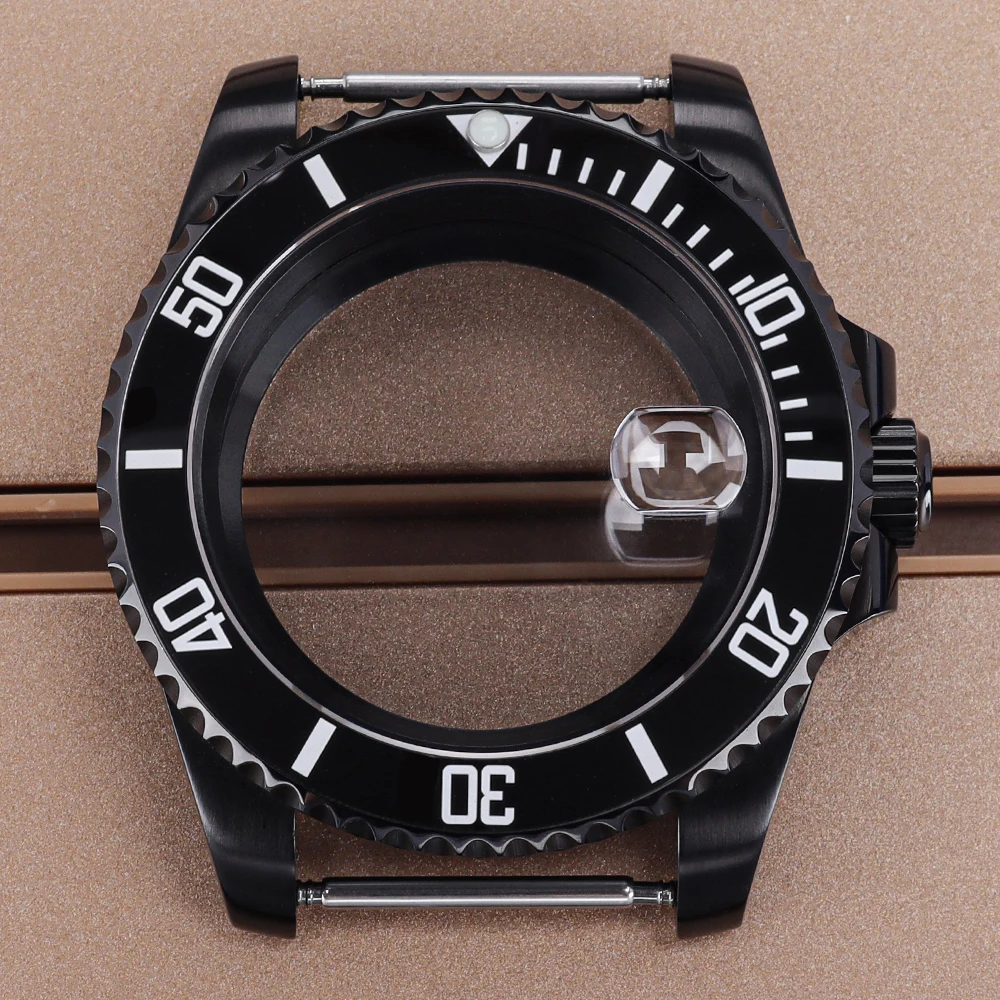 

PVD Black 40mm NH35 Watch Case Ceramic Bezel Screw in crown For SUB NH35 NH36 NH38 NH34 Miyota8215 ETA2824 Sapphire 20ATM Diver