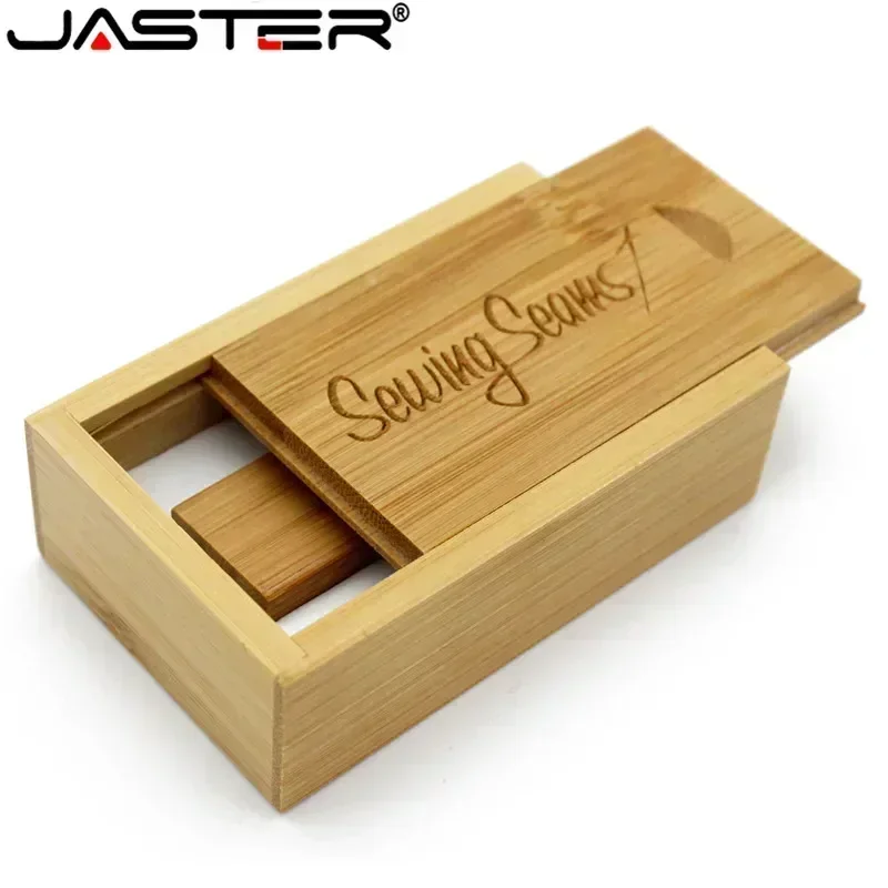 Jaster 1 peça logotipo personalizado gratuito fotografia de madeira + caixa usb flash drive memória stick pendrive 64gb 16gb 32gb 8gb 4gb presentes de casamento