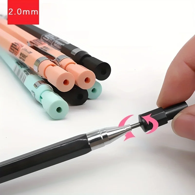 9pcs/set Mechanical Pencil Set Drawing Painting 2.0mm Automatic Pencil 2B Lead Refill Set Supplies Office Writing Stationery