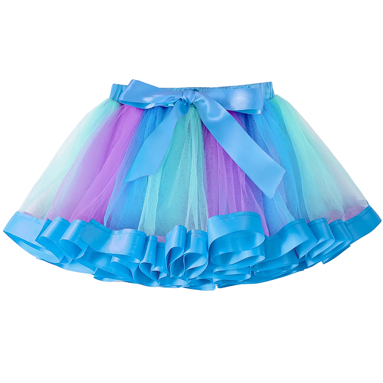 Poppy Cosplay Dress Costume Set Blue Print Top+Rainbow Tutu Skirt+Bag For Girls Carnival Halloween Birthday Party 4-8Y Outfits