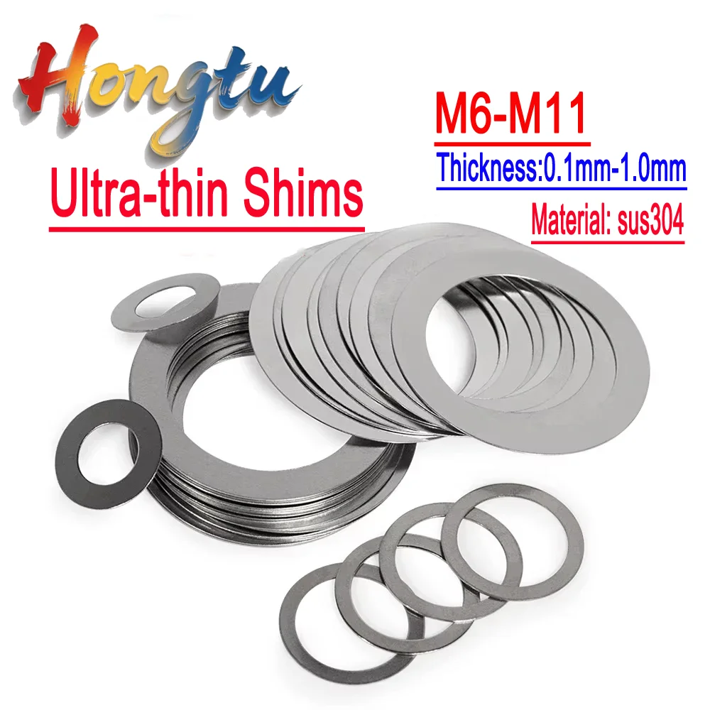 

Hongtu DIN988 Ultra-thin Shim Plain Washers - SUS304 SS, M6-M10/M11, 0.1mm to 1.0mm Thickness Gasket